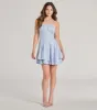 Sweet Status Floral Satin Corset Skater Dress sold by Windsor