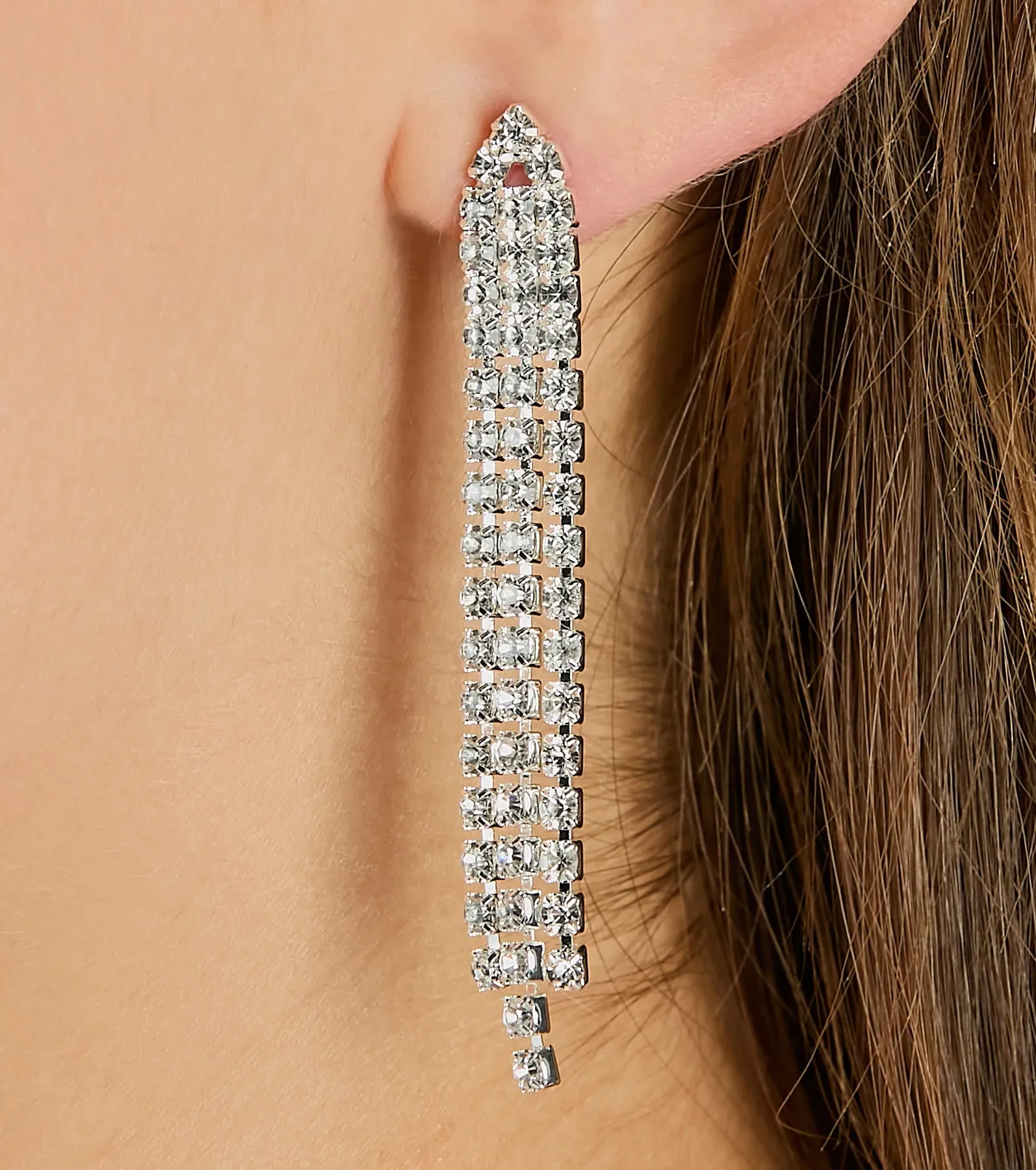 Ever So Luxe Rhinestone Fringe Necklace And Earrings Set sold by Windsor product image thumbnail 2