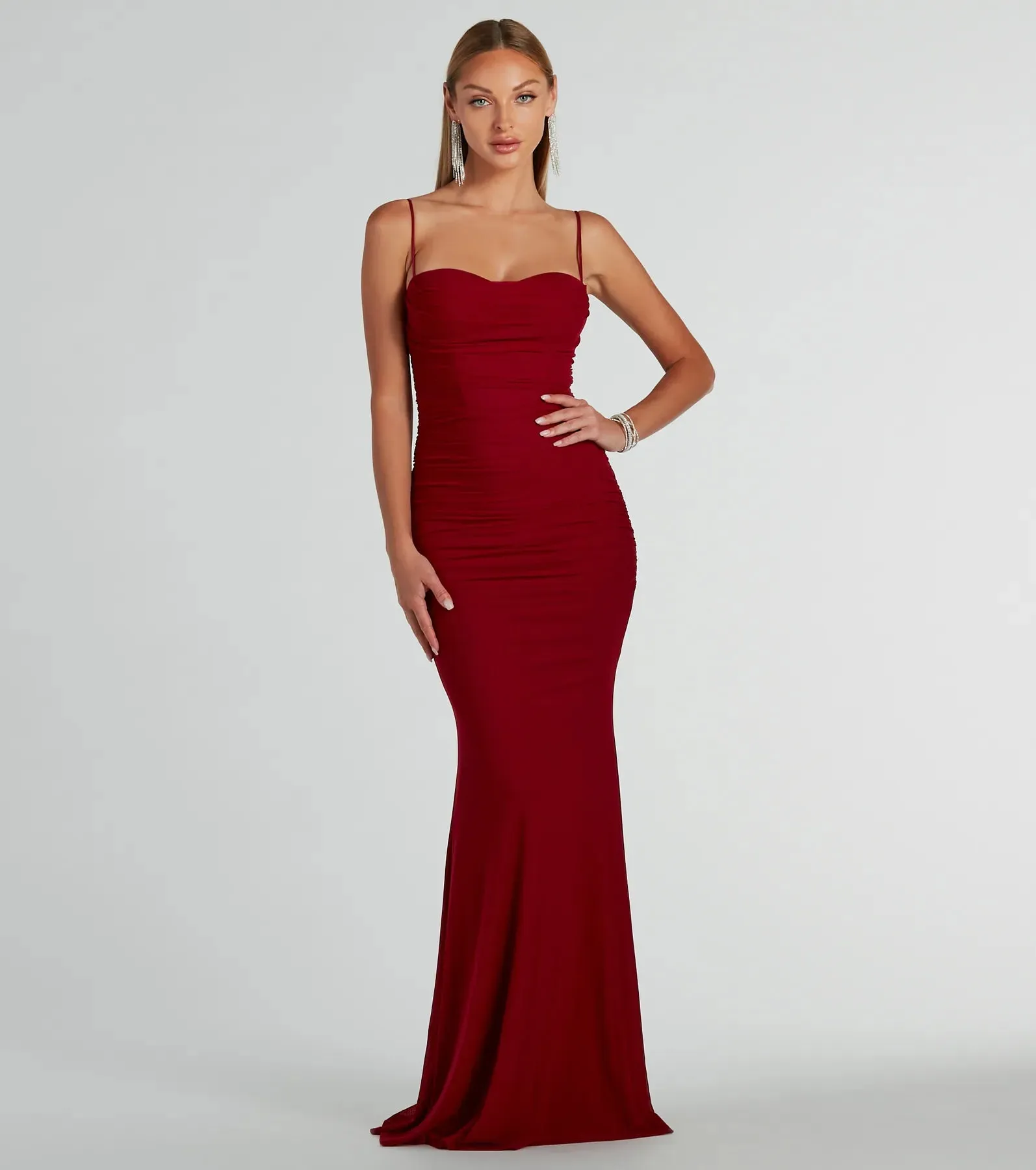 Kaitlyn Cowl Neck Mermaid Mesh Formal Dress sold by Windsor product image thumbnail 5