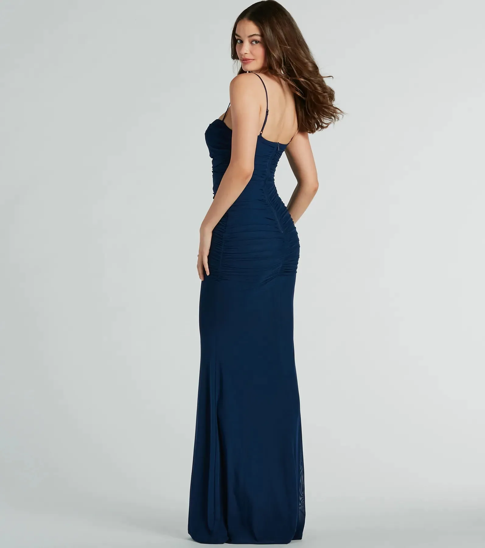 Kaitlyn Cowl Neck Mermaid Mesh Formal Dress sold by Windsor product image thumbnail 2