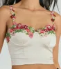 Flourish In Style Floral Applique Satin Crop Top sold by Windsor