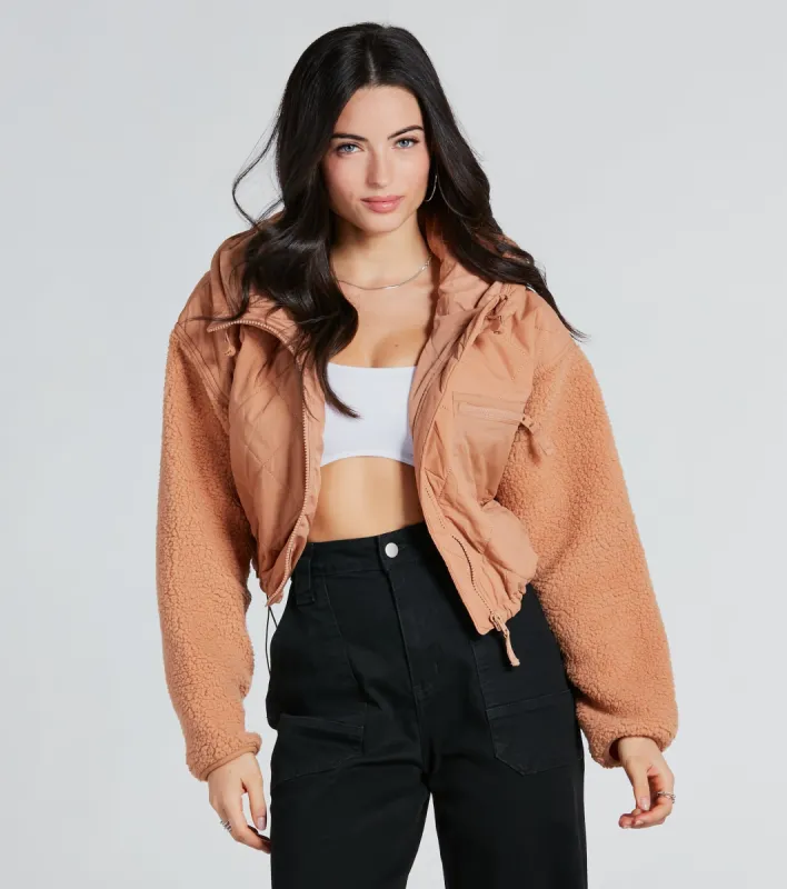 CLEARANCE - Fight The Frost Faux Sherpa Sleeve Puffer Jacket sold by Windsor