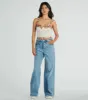 Flourish In Style Floral Applique Satin Crop Top sold by Windsor