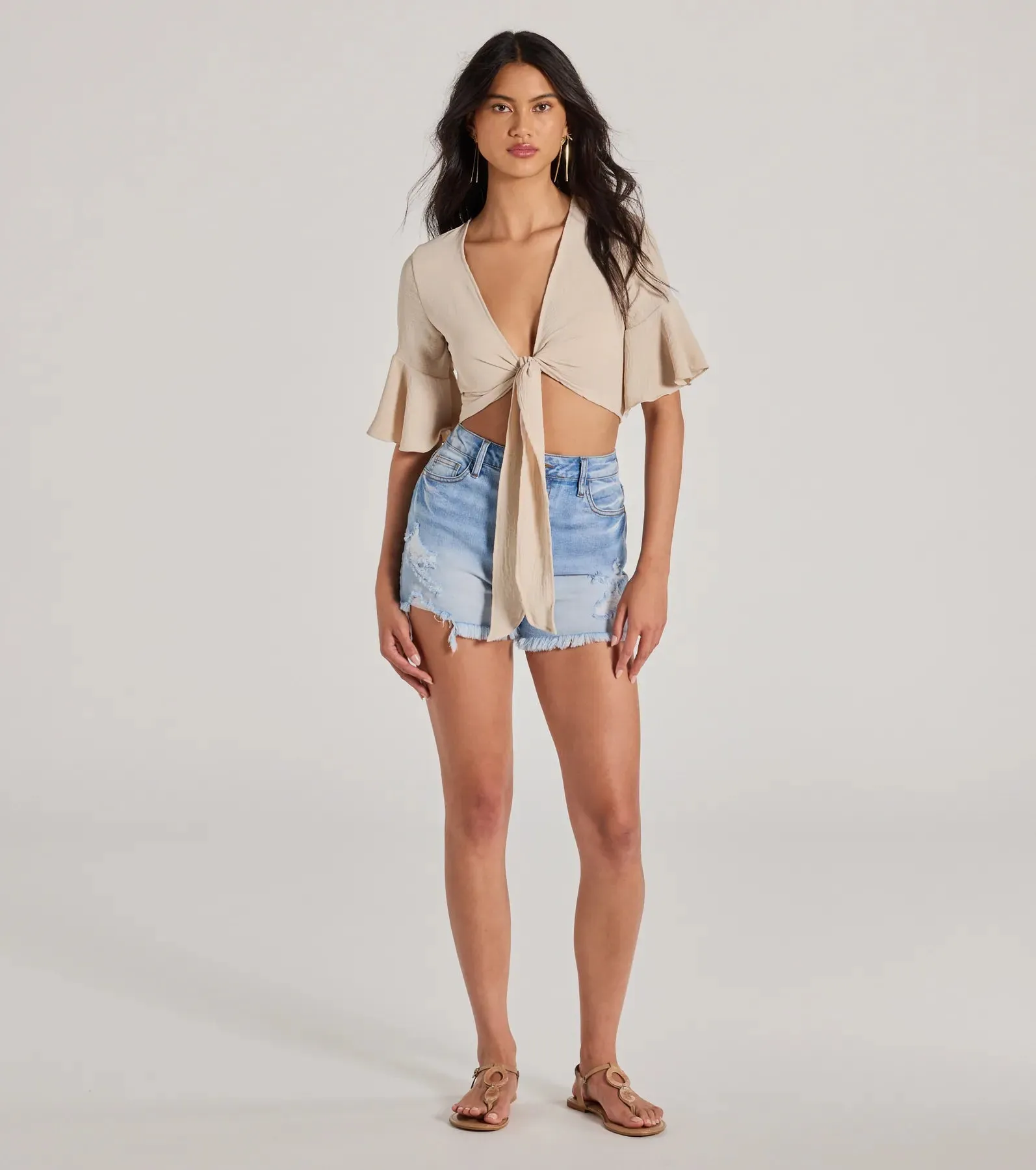 Infinite Possibilities Tie Front Crop Top sold by Windsor product image thumbnail 3