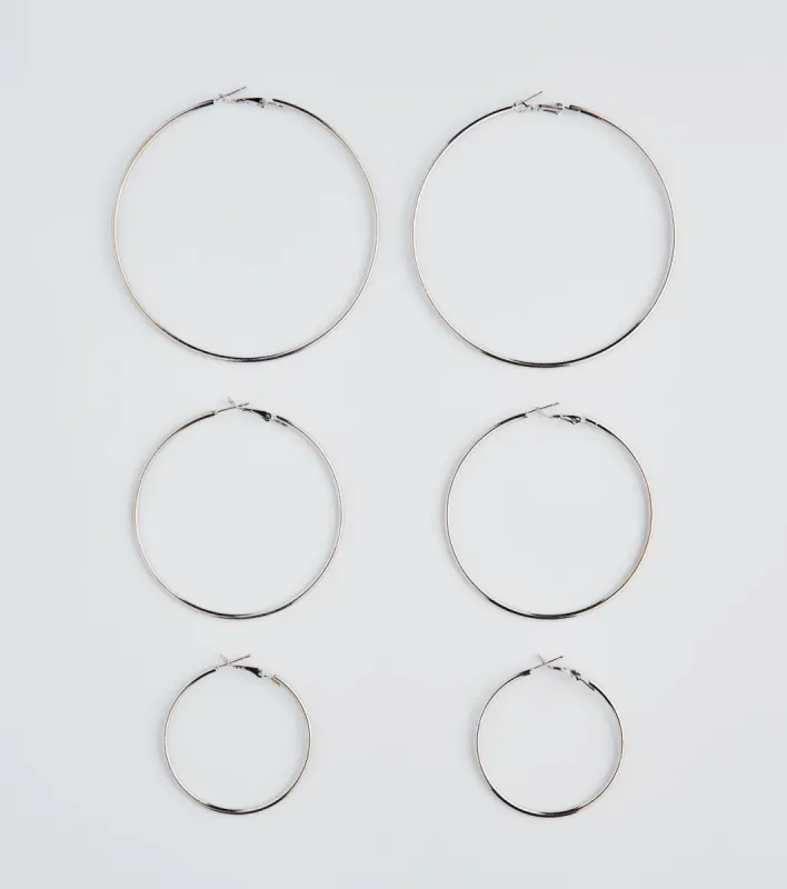 Simply Classic Three-Pack Hoop Earrings sold by Windsor