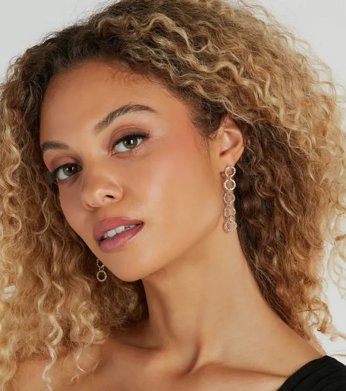 Glam Perfection Rhinestone Linear Earrings sold by Windsor