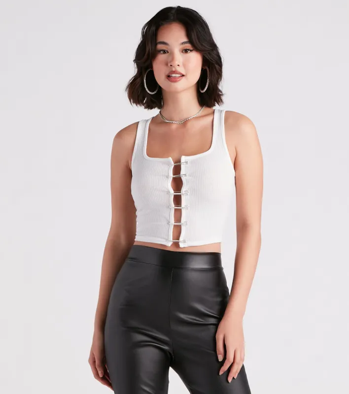 CLEARANCE - Make It Pop Rhinestone Safety Pin Tank Top sold by Windsor