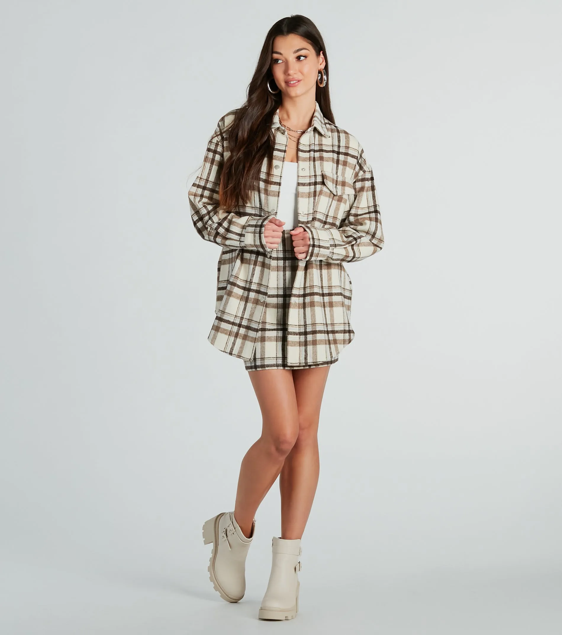 Paint The Town Plaid Flannel Shacket sold by Windsor