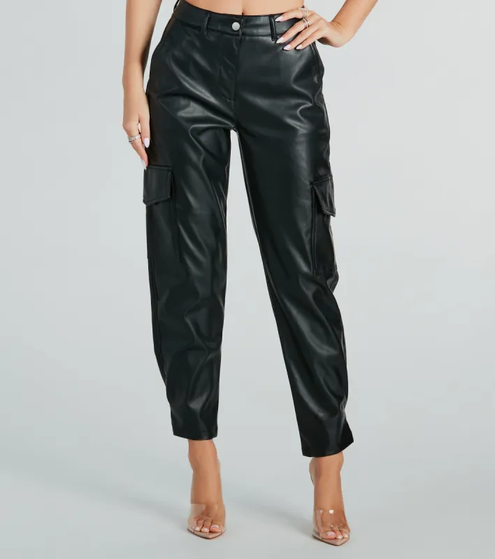 Hide And Sleek Faux Leather Cargo Joggers sold by Windsor