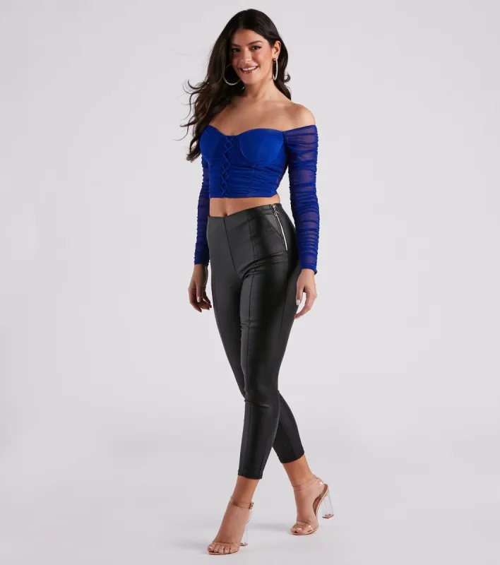Top Spot Coated Faux Leather Skinny Pants sold by Windsor