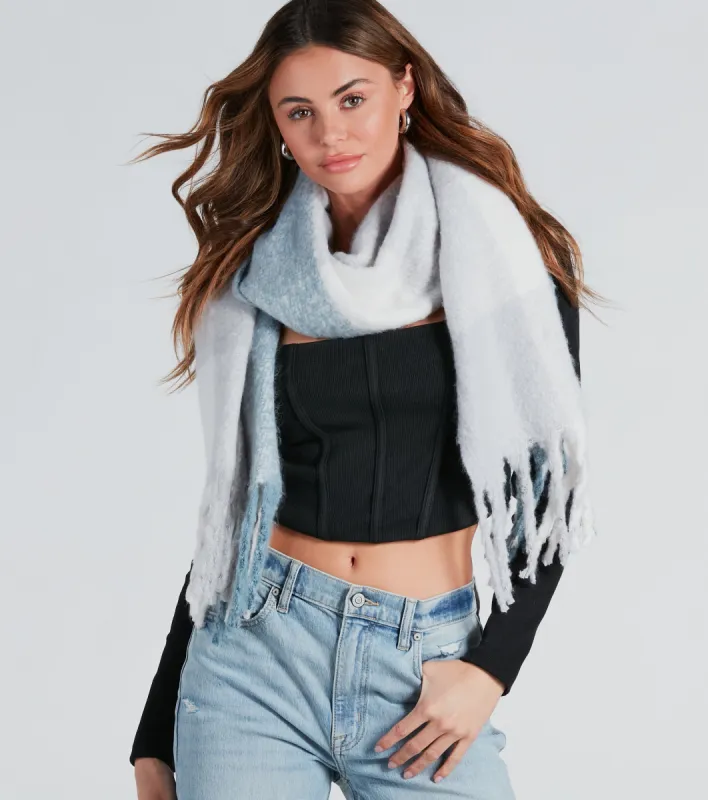 Cozy Stroll Colorblock Fringe Blanket Scarf sold by Windsor