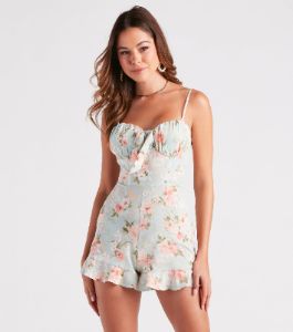 Daytime Chic Floral Ruffled Romper sold by Windsor