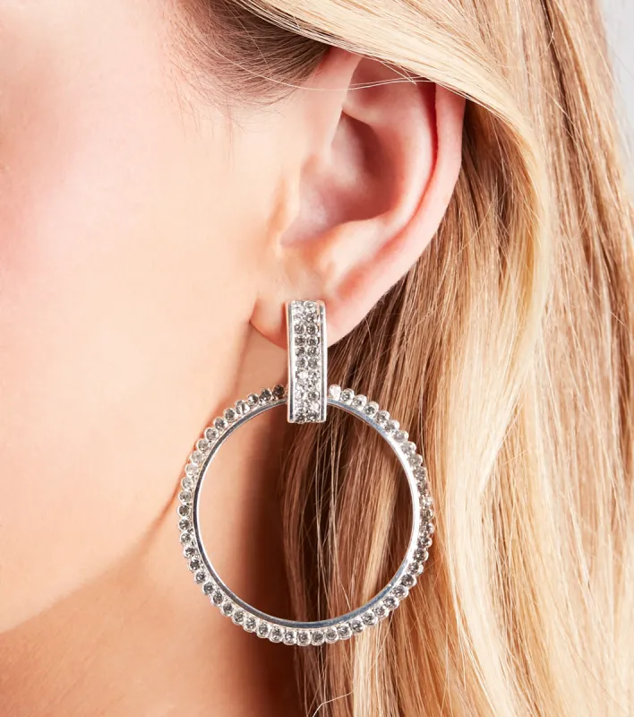 In My Glam Era Rhinestone Hoop Earrings sold by Windsor
