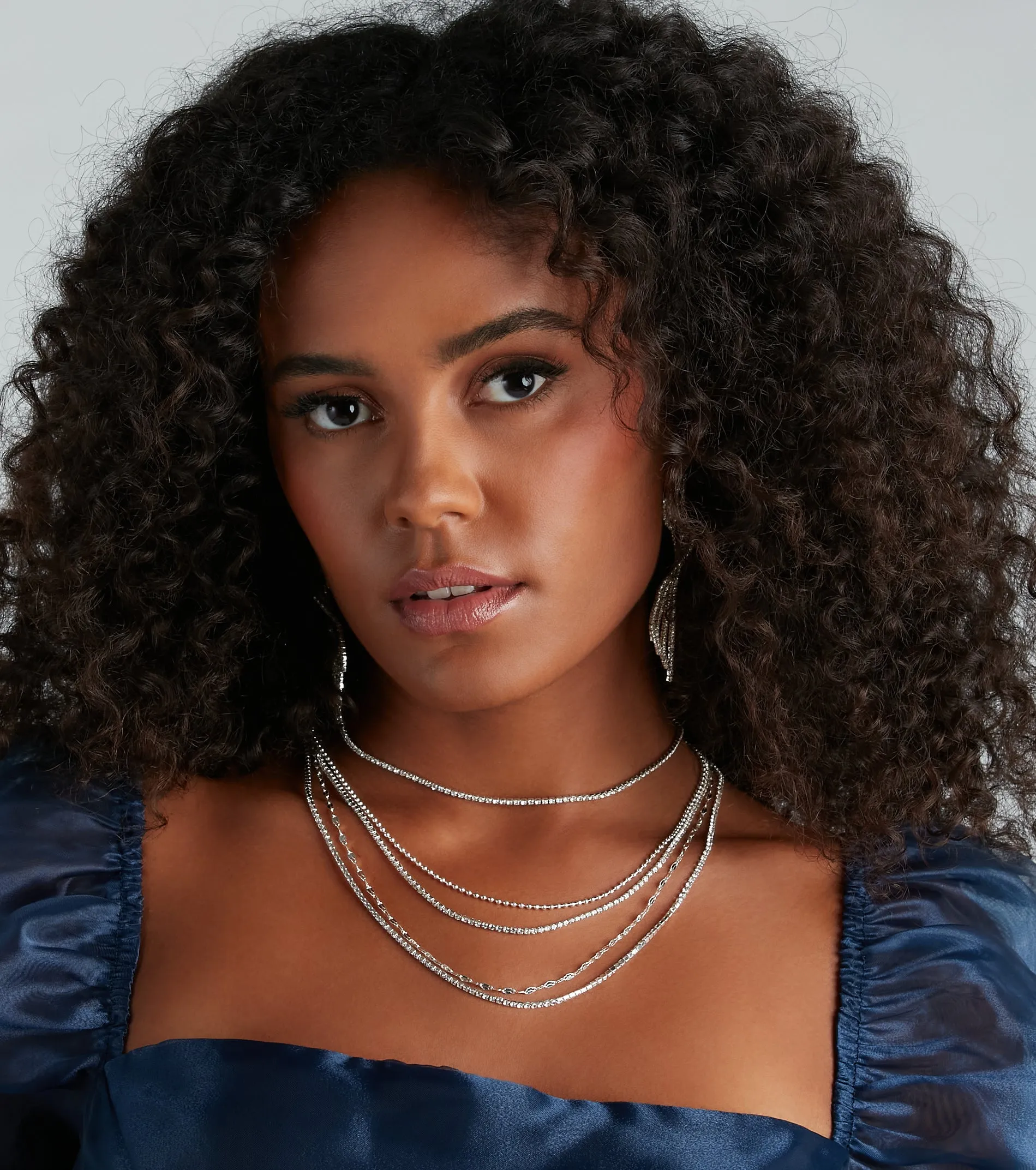 Meant To Be Rhinestone Layered Necklace Set sold by Windsor