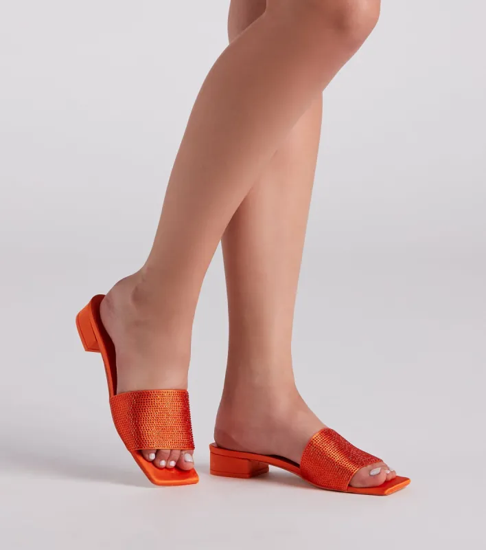 Fab And Trendy Rhinestone Low Heel Mules sold by Windsor