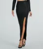 Midnight Glitz Rhinestone High Slit Maxi Skirt sold by Windsor