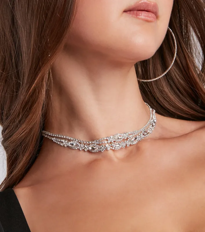 True Elegance Rhinestone Choker Necklace Set sold by Windsor