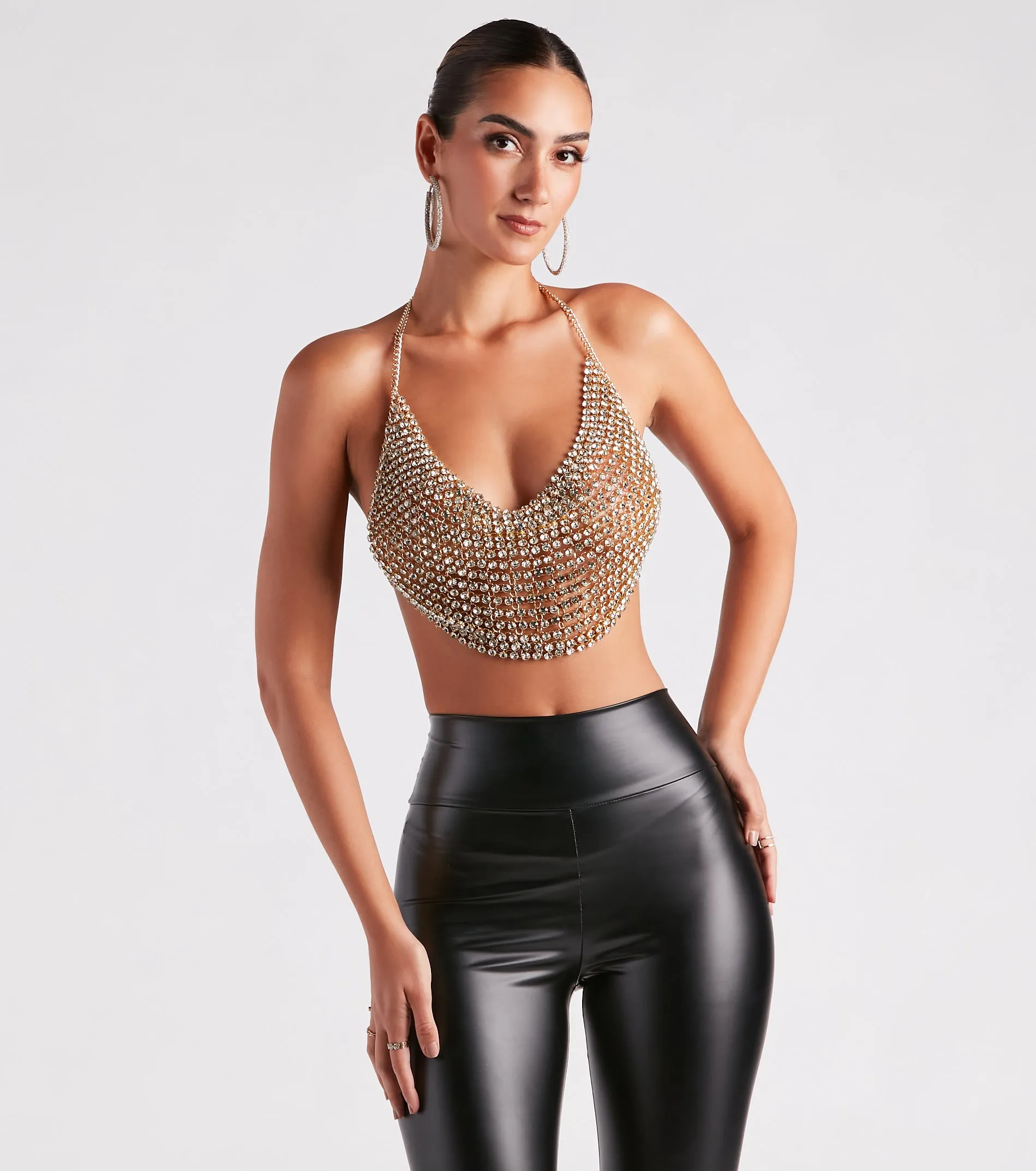 Party Calls For Rhinestone Chainmail Top sold by Windsor