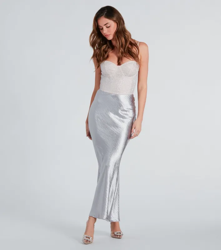 Iconic Sheen Crinkle Satin Maxi Skirt sold by Windsor