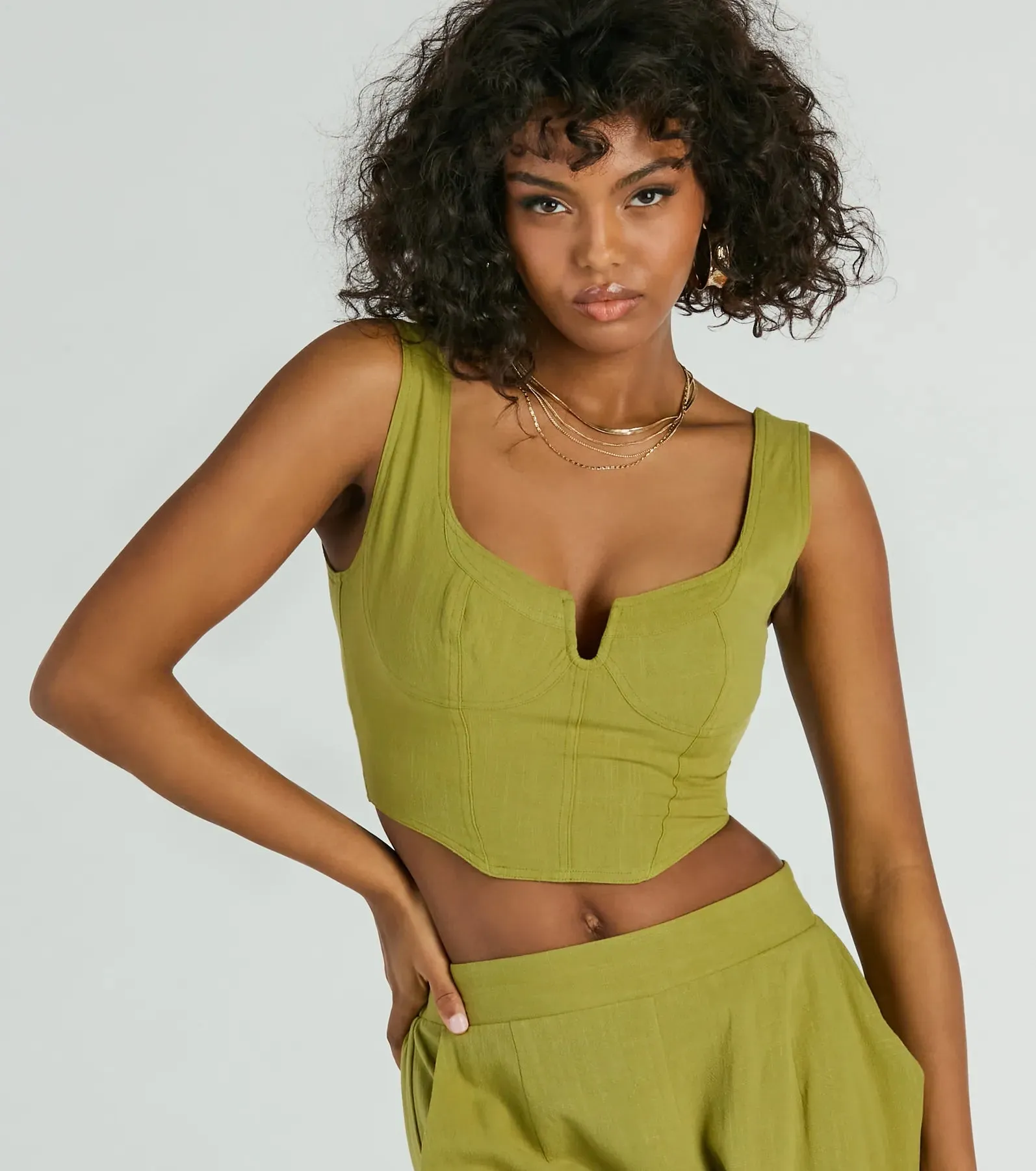Keep It Light Sleeveless Linen Corset Top sold by Windsor