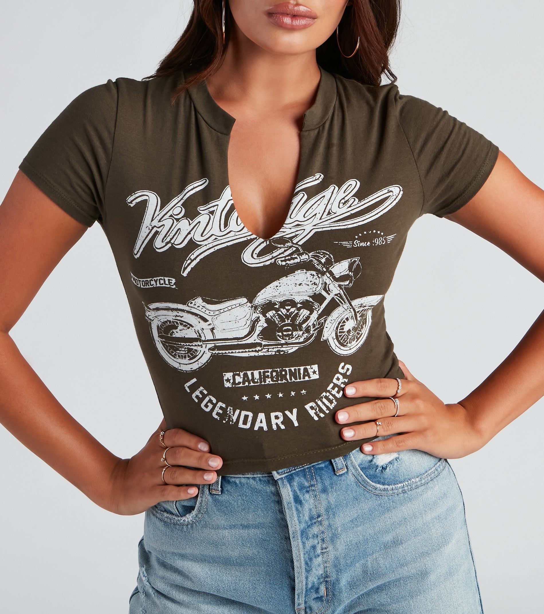 Vintage Moto Graphic Crop Tee sold by Windsor product image thumbnail 4
