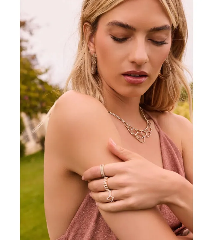 Luxe Touch Rhinestone Scalloped Collar Necklace sold by Windsor