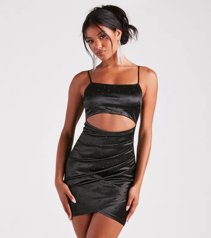 Fly And Flossy Satin Rhinestone Party Dress sold by Windsor