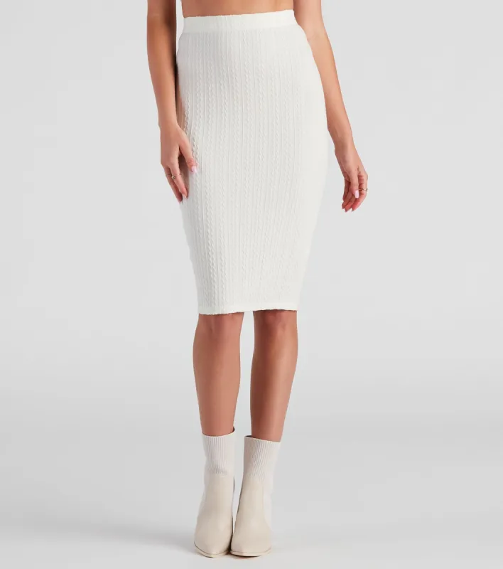 Cabin Cable Knit Midi Skirt sold by Windsor
