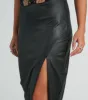 Major Bae High-Rise Faux Leather Midi Skirt sold by Windsor