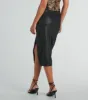 Major Bae High-Rise Faux Leather Midi Skirt sold by Windsor