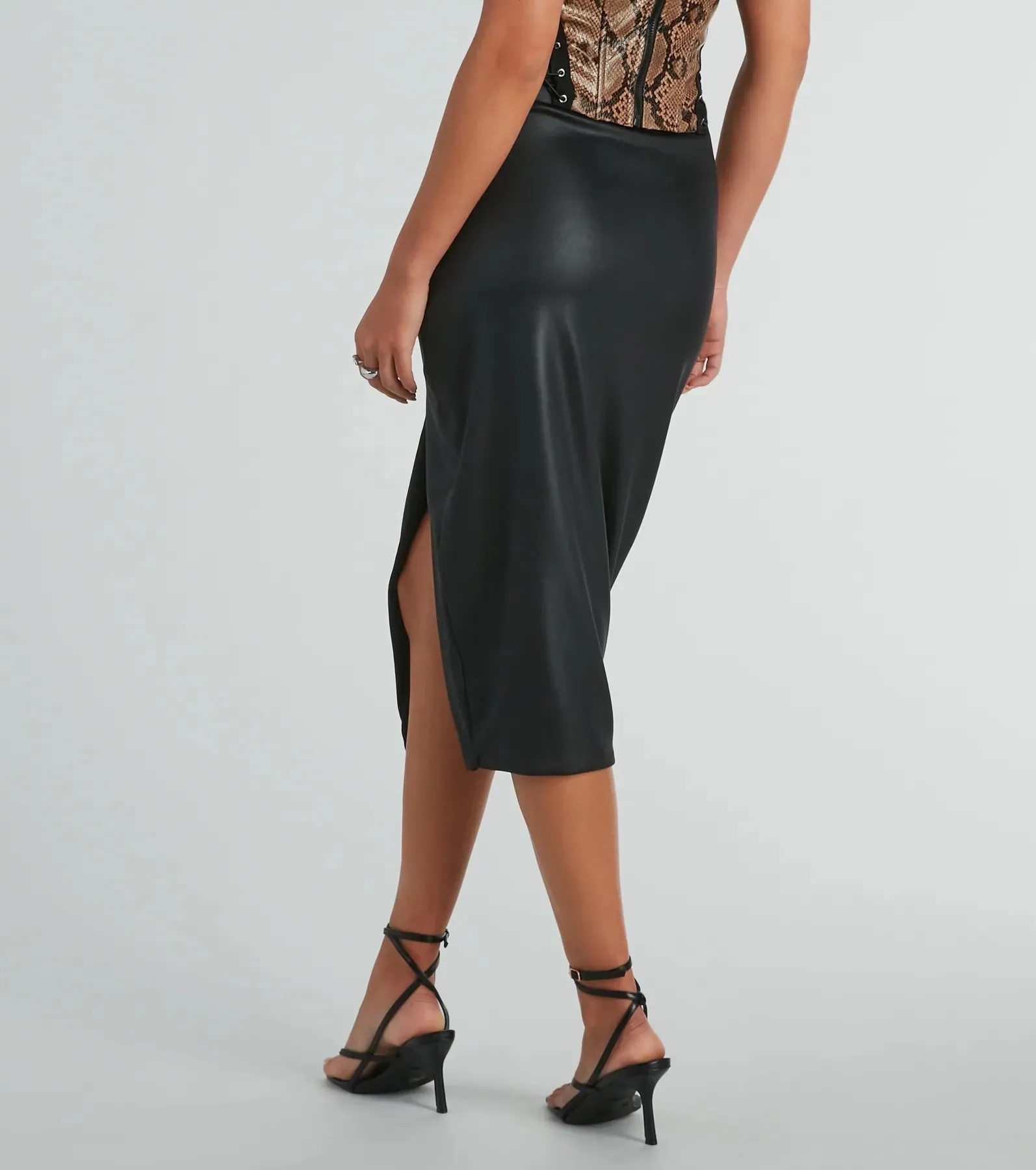 Major Bae High-Rise Faux Leather Midi Skirt sold by Windsor product image thumbnail 2