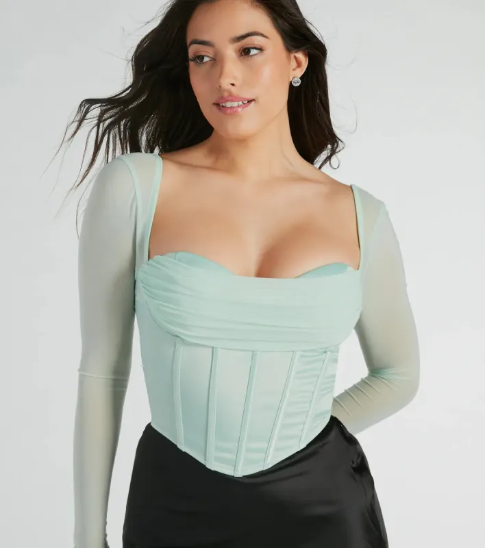 Sultry Swoon Satin Mesh Corset sold by Windsor