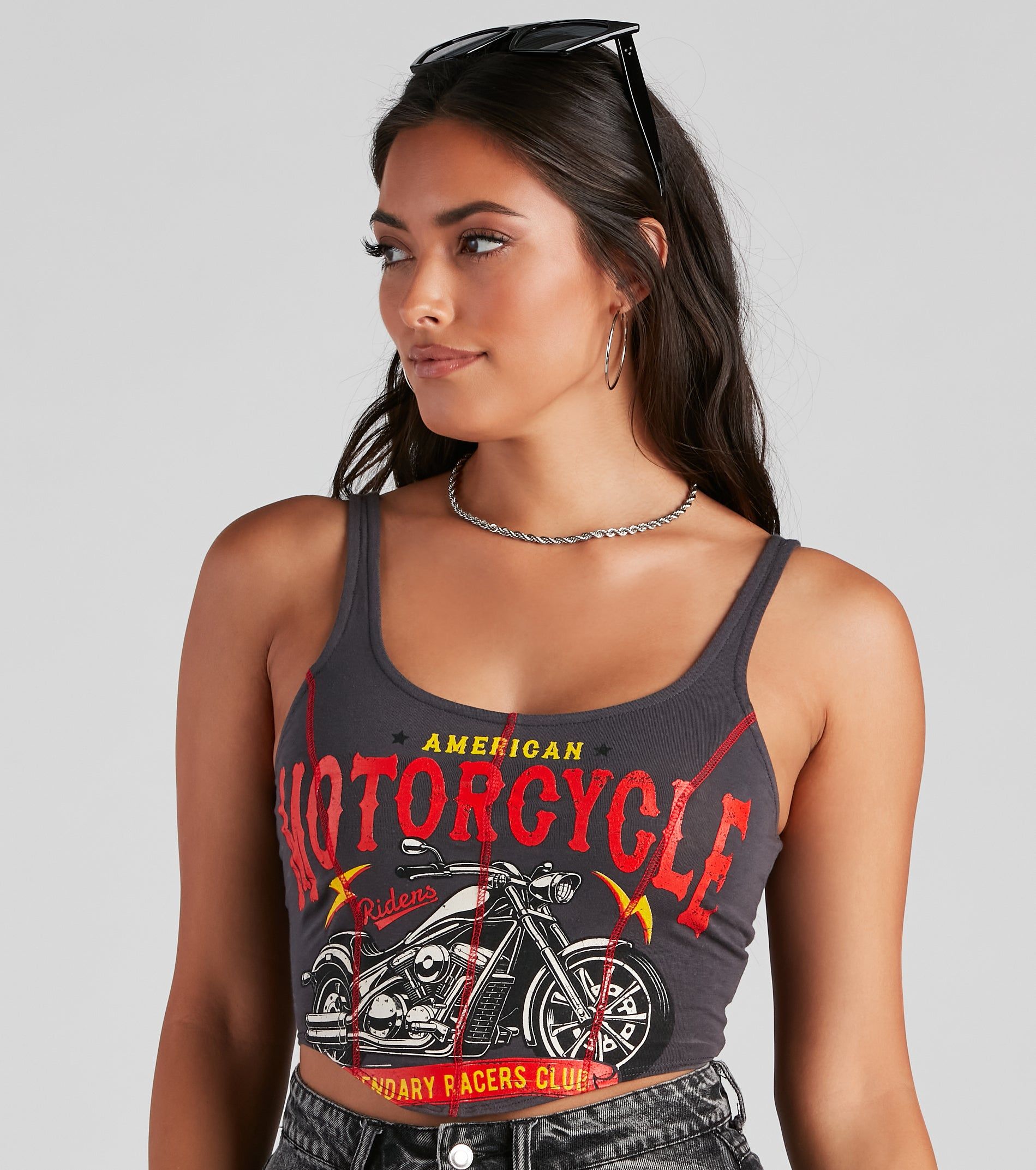 Moto Graphic Tank Crop Top sold by Windsor product image thumbnail 4