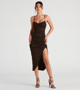 Flaunt It Glitter Mesh Midi Dress sold by Windsor