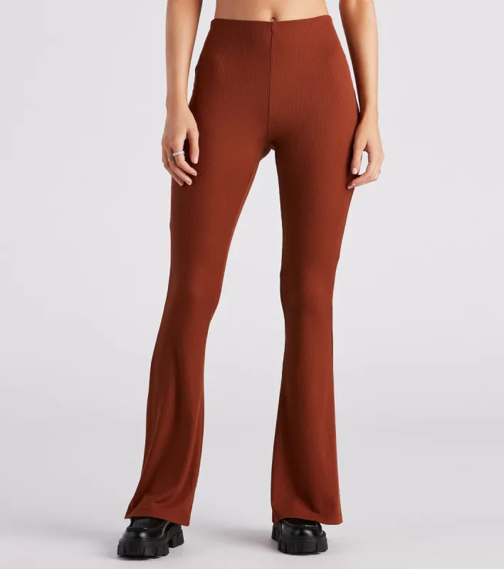 Trendy Babe Ribbed Knit Flare Pants sold by Windsor
