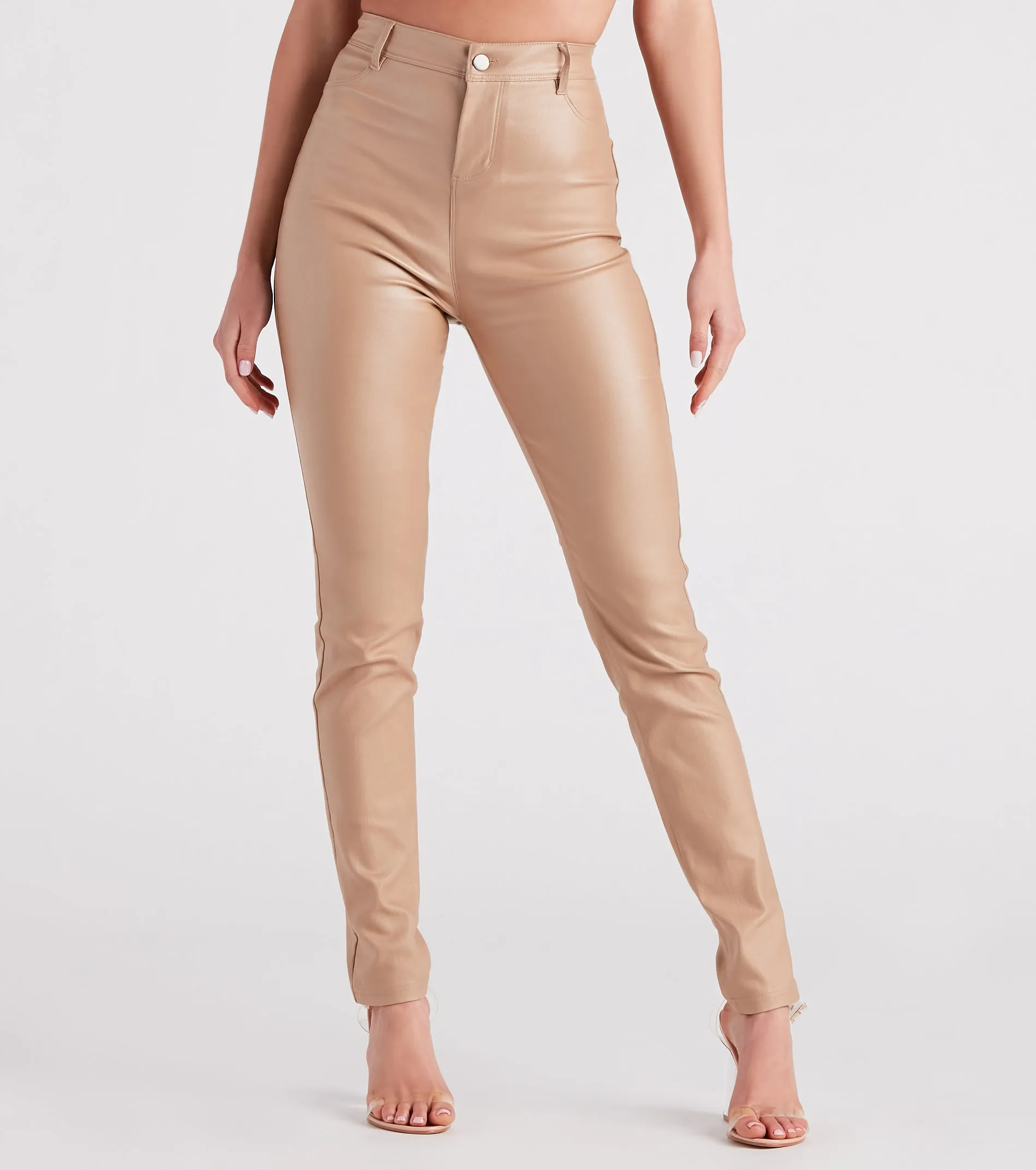 CLEARANCE - High-Rise Coated Skinny Pants sold by Windsor