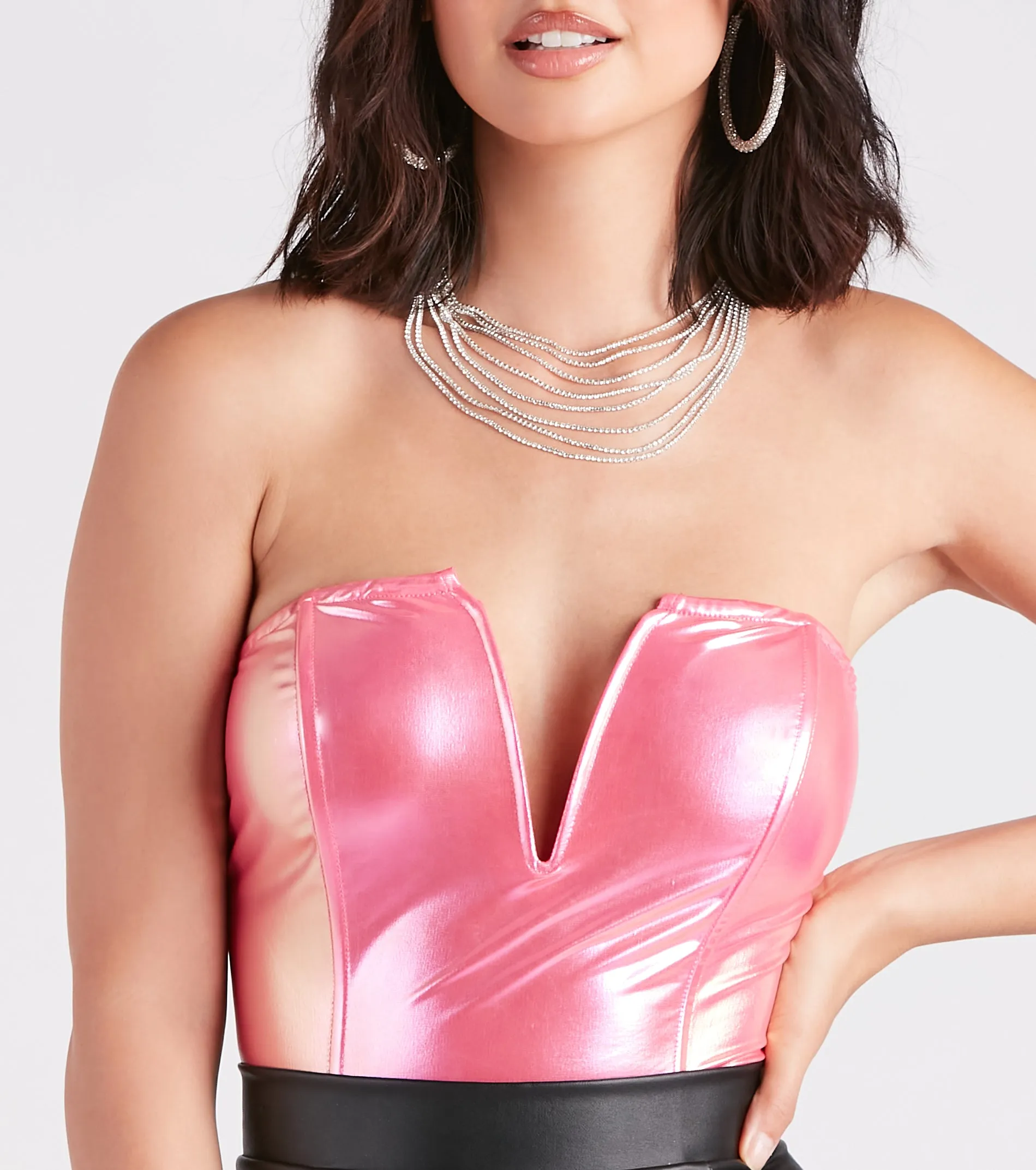 After Hours Glow Metallic Strapless Bodysuit sold by Windsor product image thumbnail 4