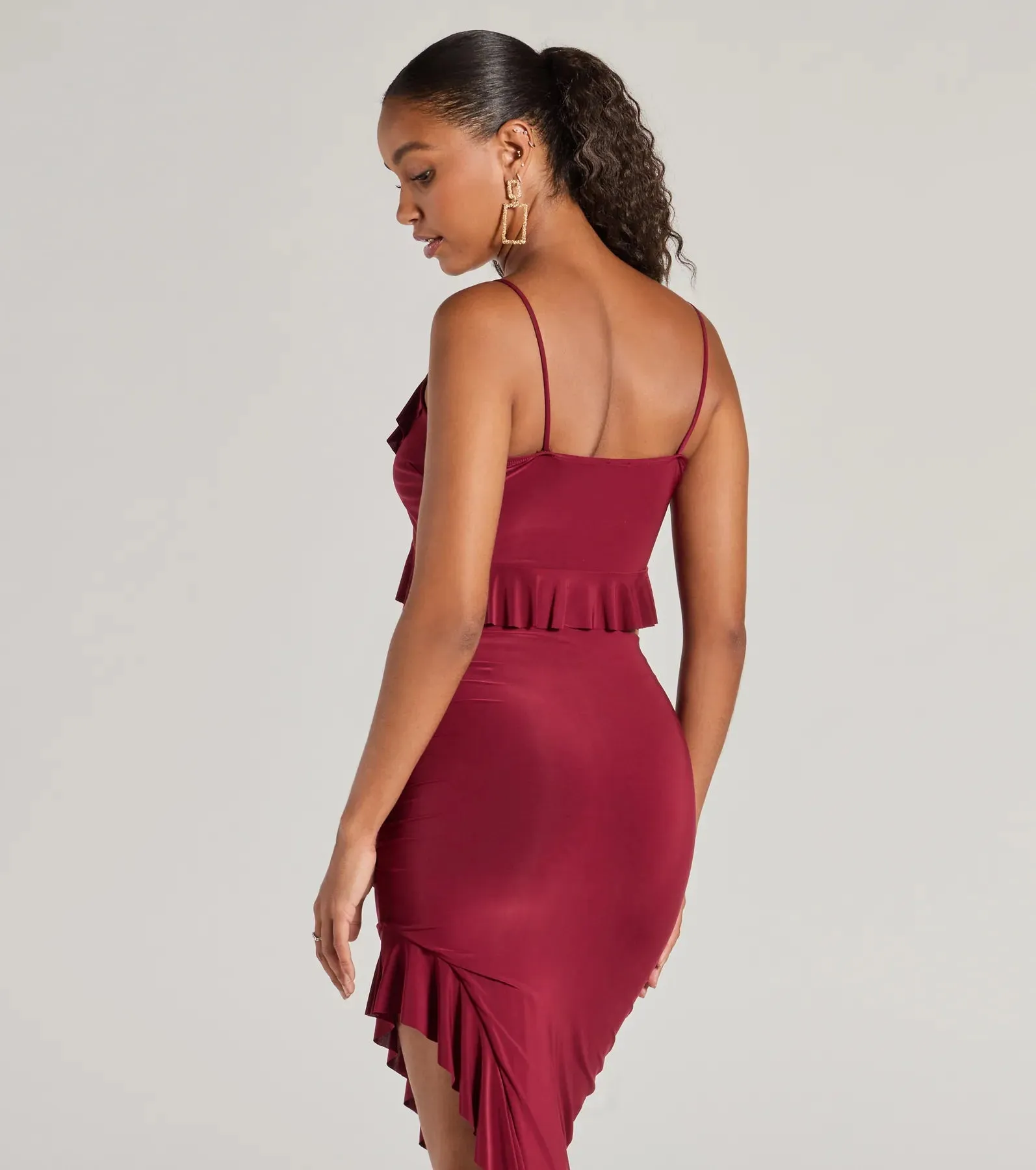 Flirty Moves Ruffled Tie-Front Knit Crop Top sold by Windsor product image thumbnail 2