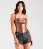 CLEARANCE - Take Me To The Disco Metallic Corset Top sold by Windsor