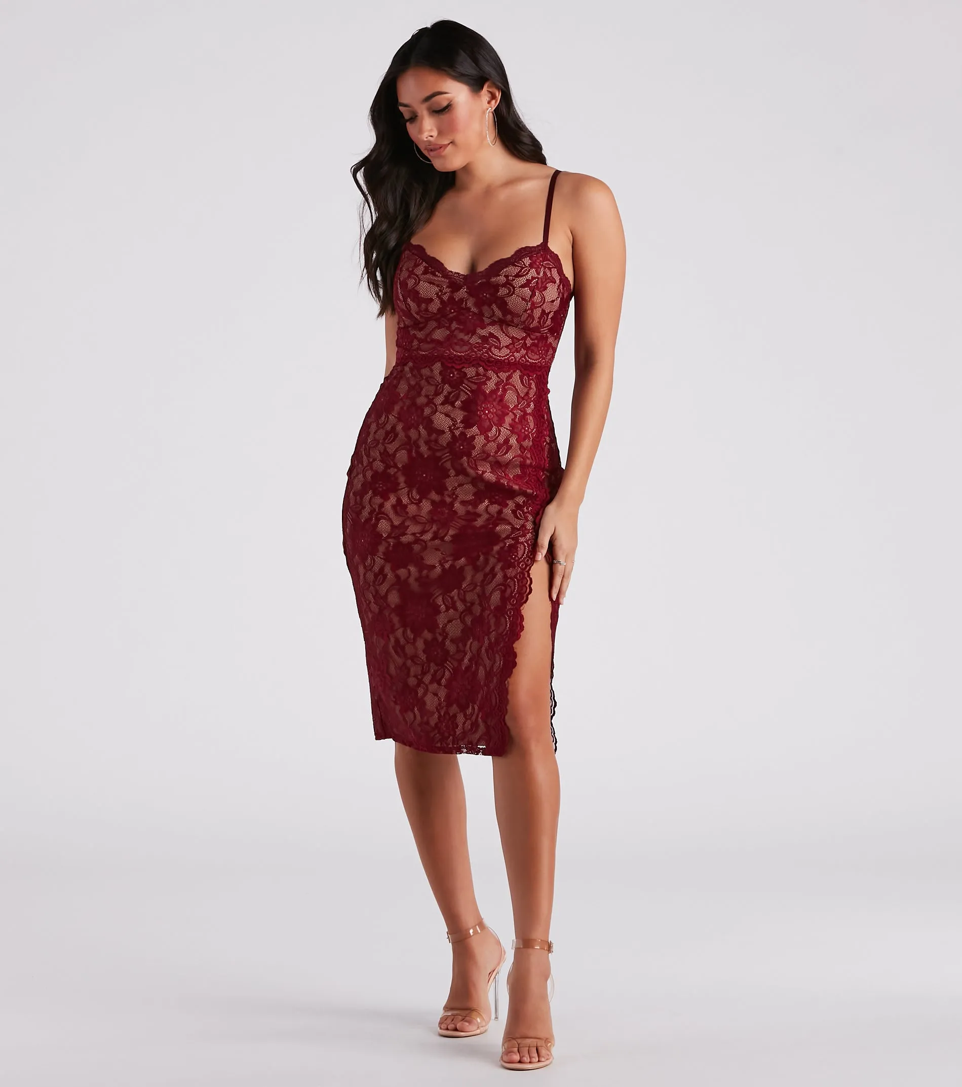 CLEARANCE - Lovestruck Lace Midi Dress sold by Windsor