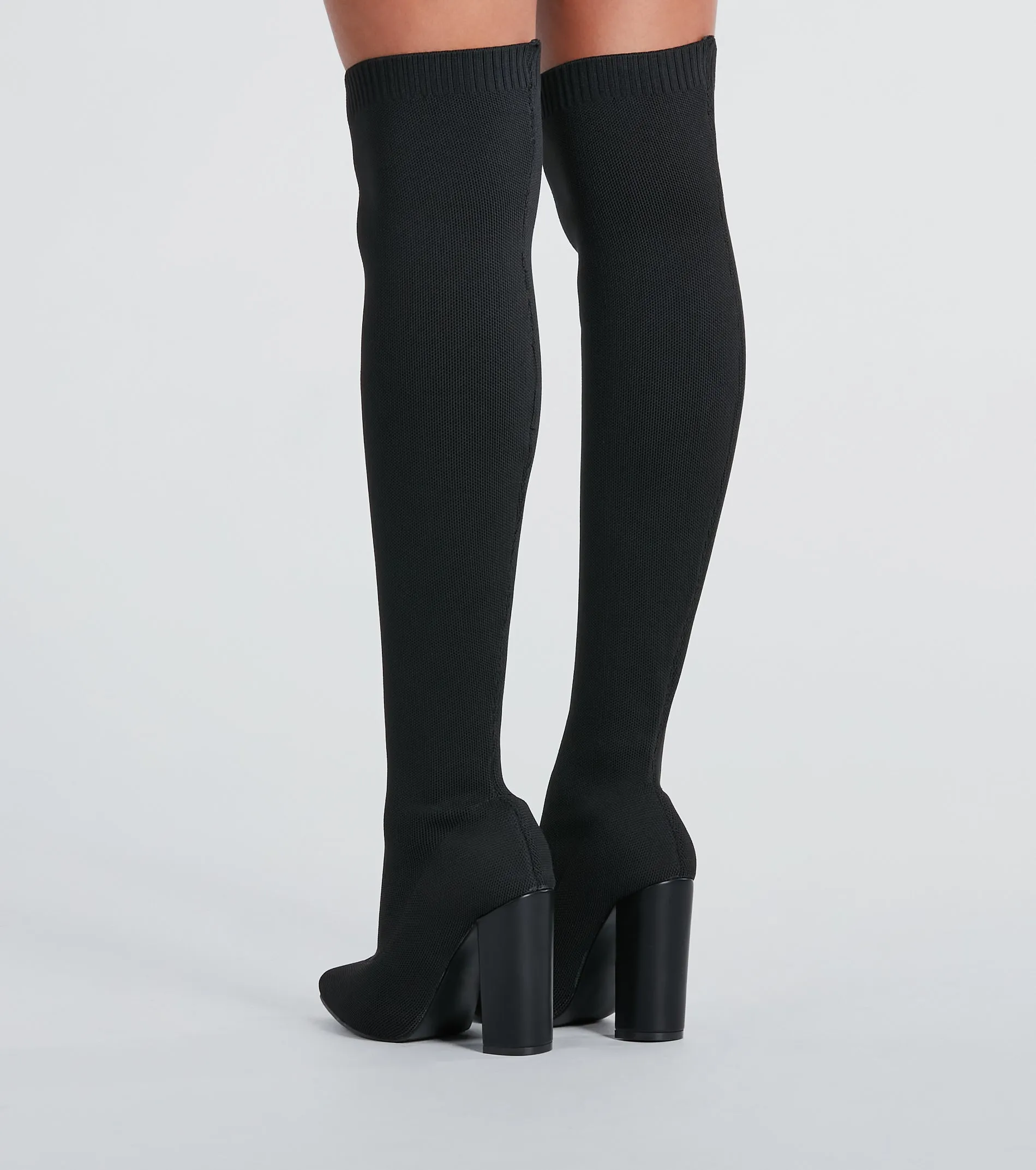 Knit Girl Thigh-High Block Heel Boots sold by Windsor product image thumbnail 4