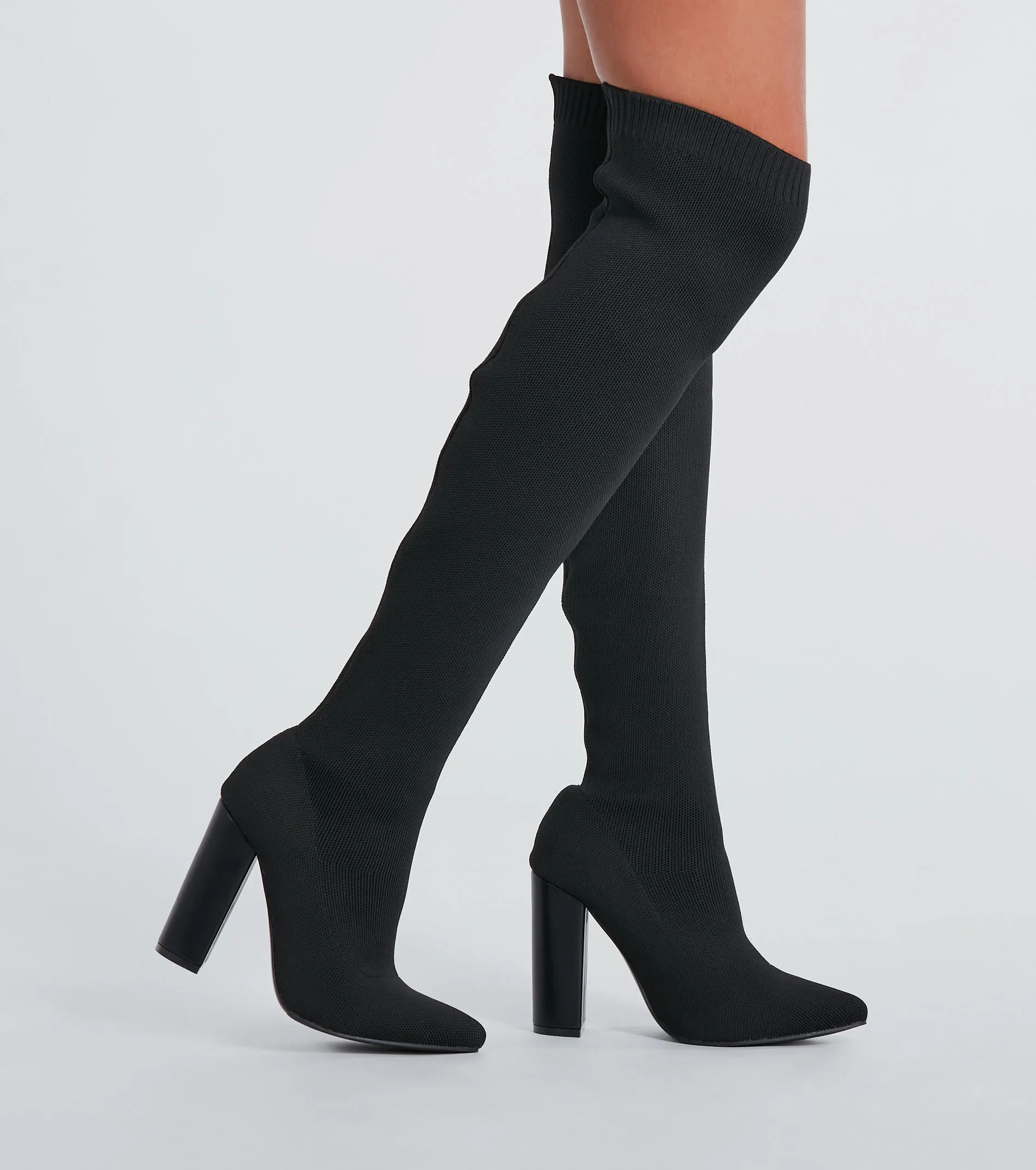 Knit Girl Thigh-High Block Heel Boots sold by Windsor