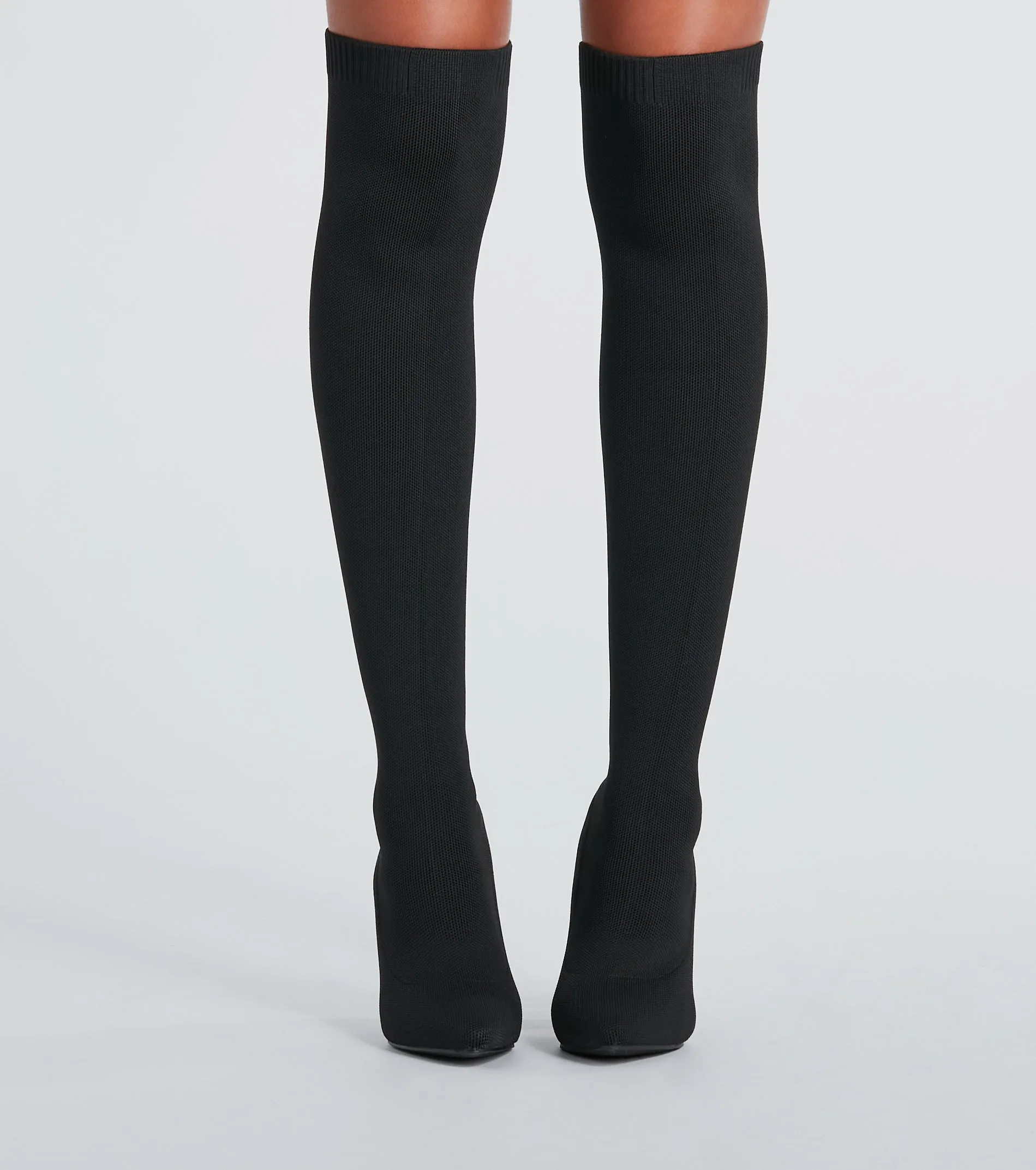 Knit Girl Thigh-High Block Heel Boots sold by Windsor product image thumbnail 2