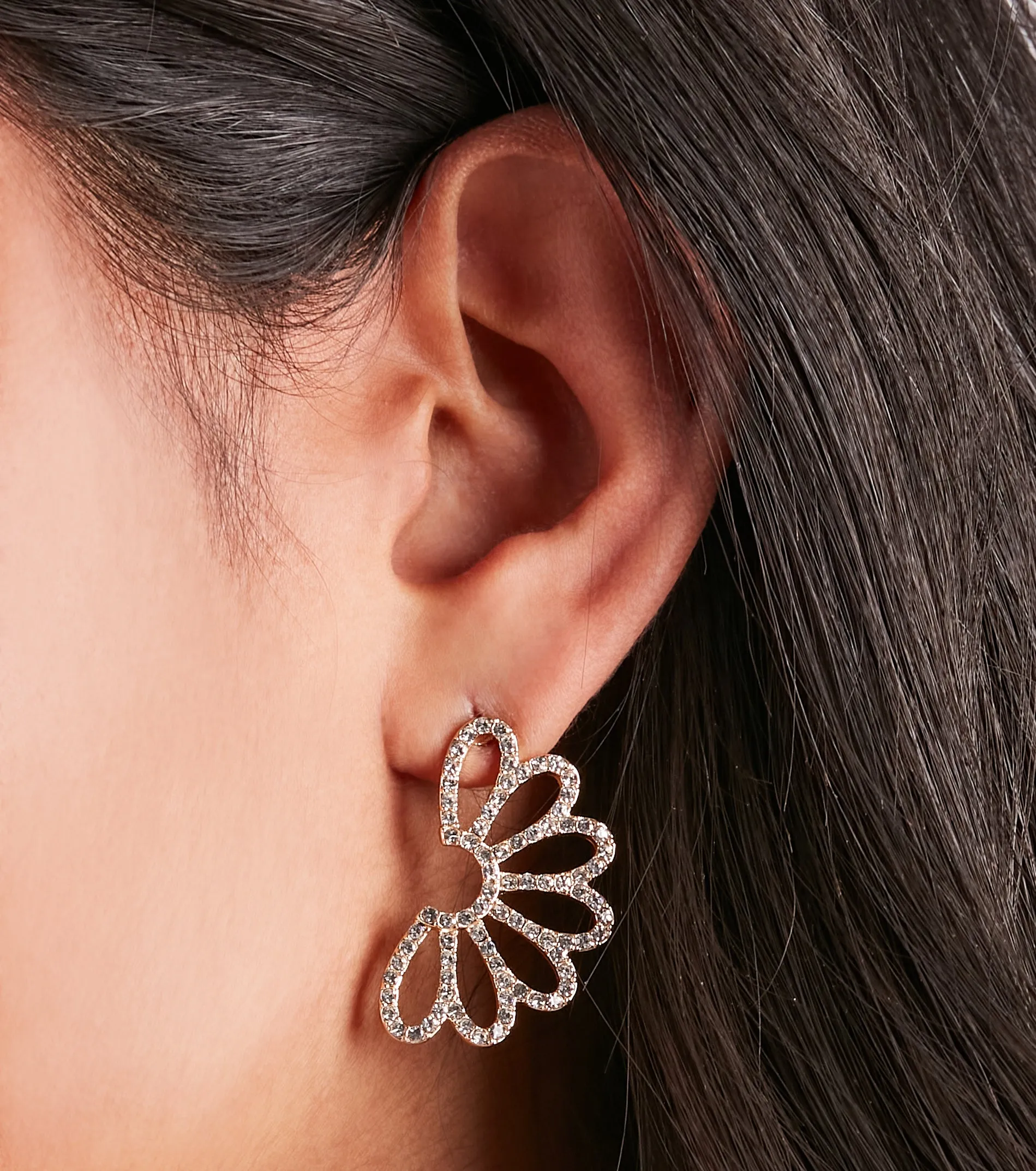 Pretty Details Rhinestone Flower Earrings sold by Windsor product image thumbnail 2
