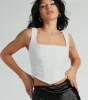 Flirty Vibes Ruched Lace Corset Top sold by Windsor