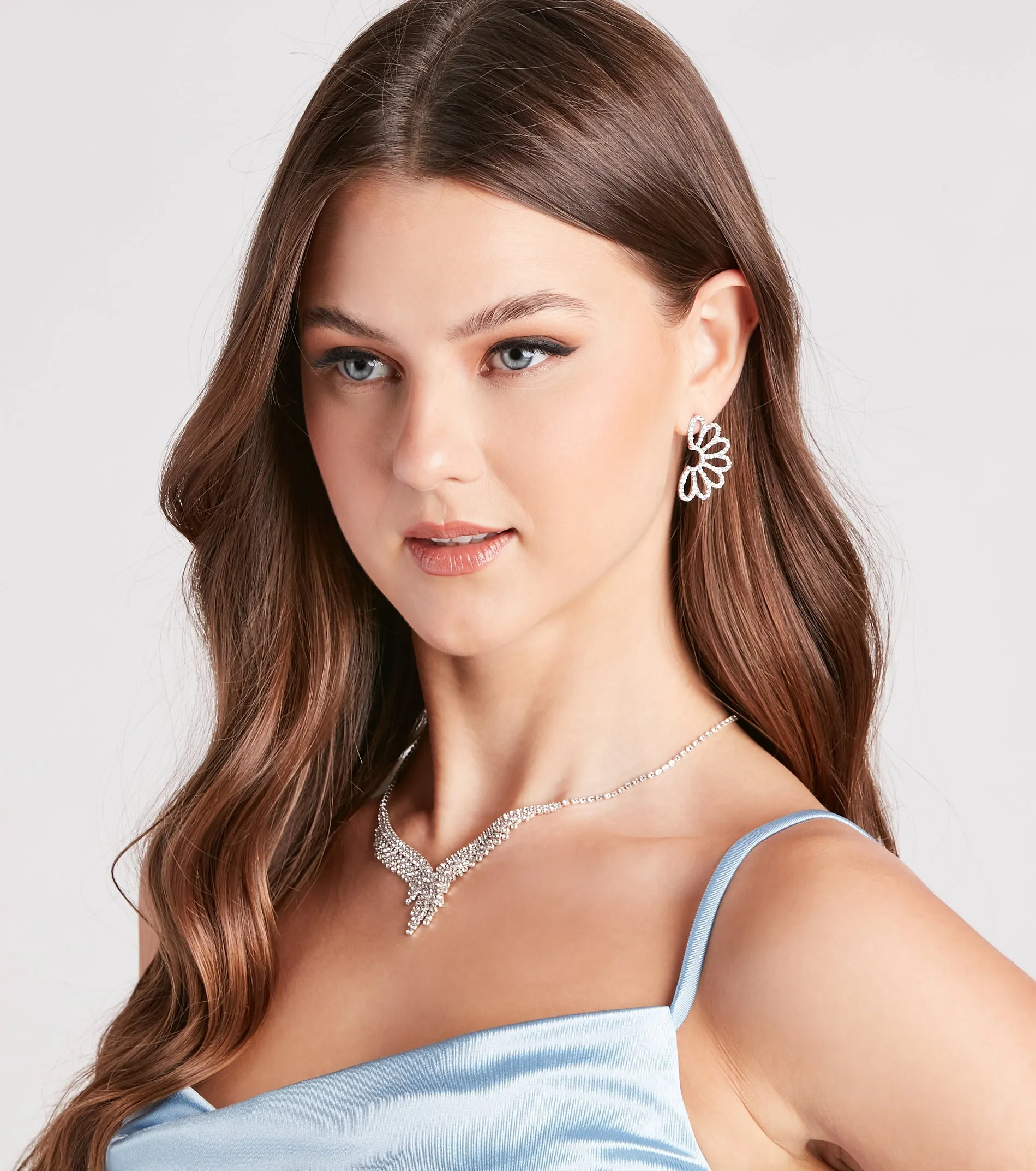 Pretty Details Rhinestone Flower Earrings sold by Windsor product image thumbnail 3