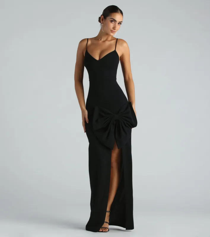 Luna Formal Crepe Bow Mermaid Long Dress sold by Windsor