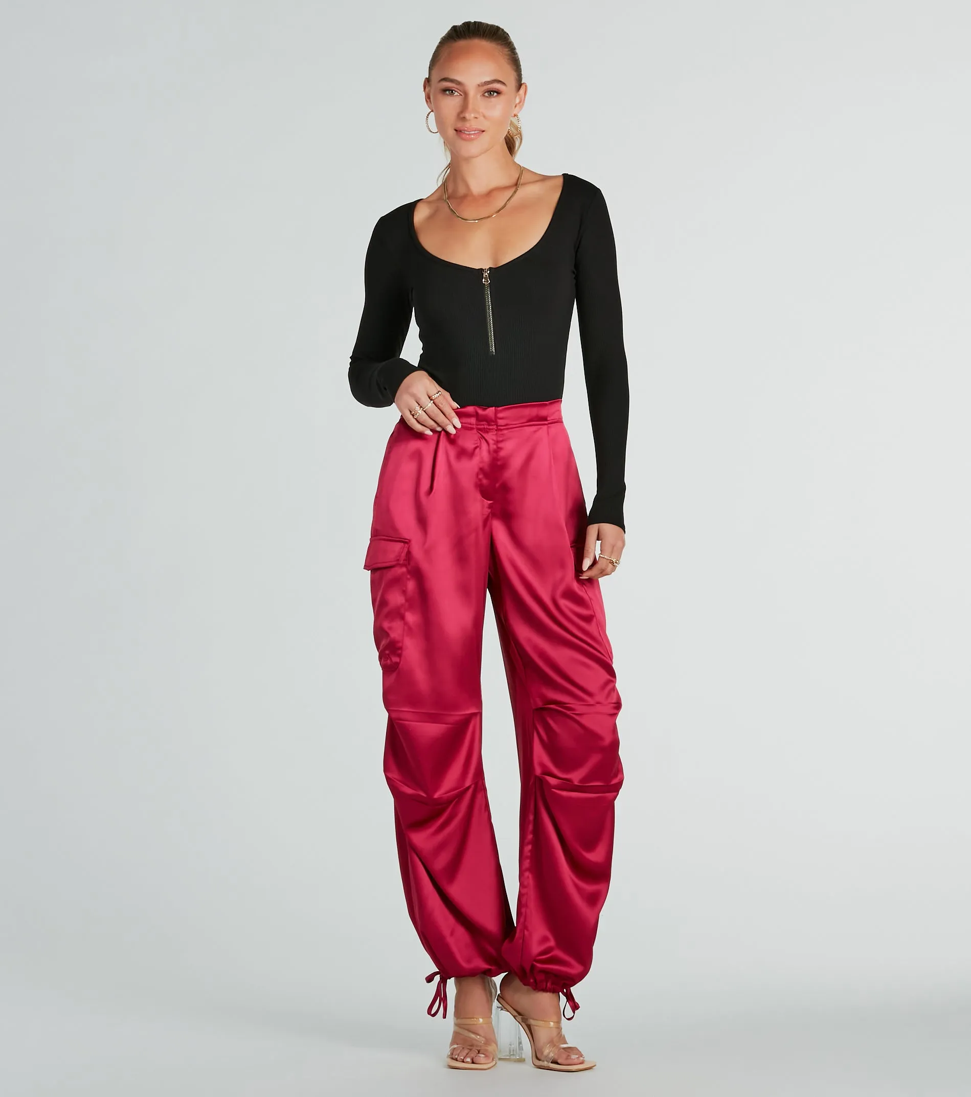 Chic Deets Zip-Front Long Sleeve Knit Bodysuit sold by Windsor product image thumbnail 4