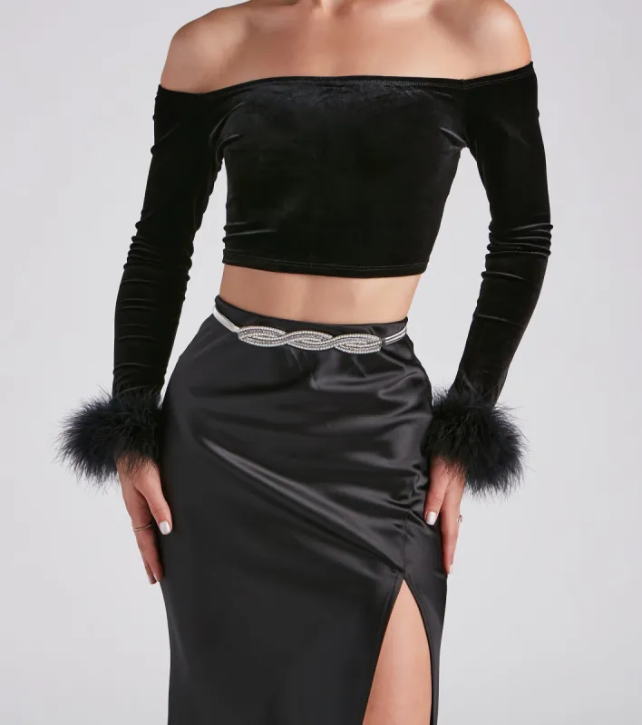 Here For Sparkle Faux Pearl Rhinestone Belt sold by Windsor