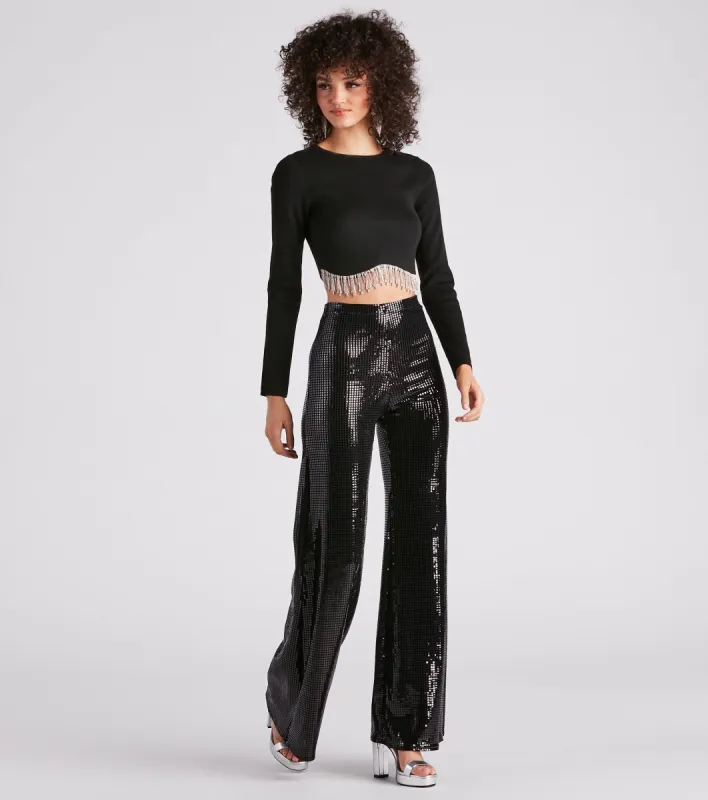 At Midnight Sequin Wide Leg Pants sold by Windsor